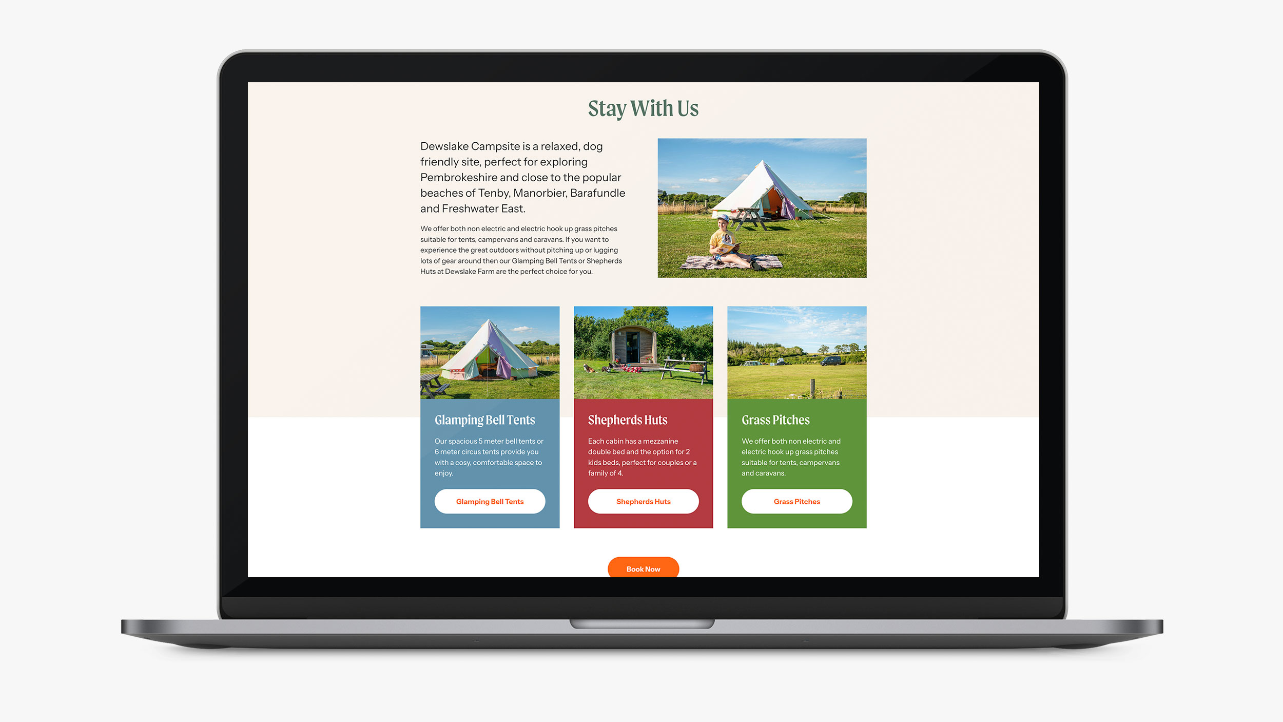 Dewslake Farm Book a Stay Webpage