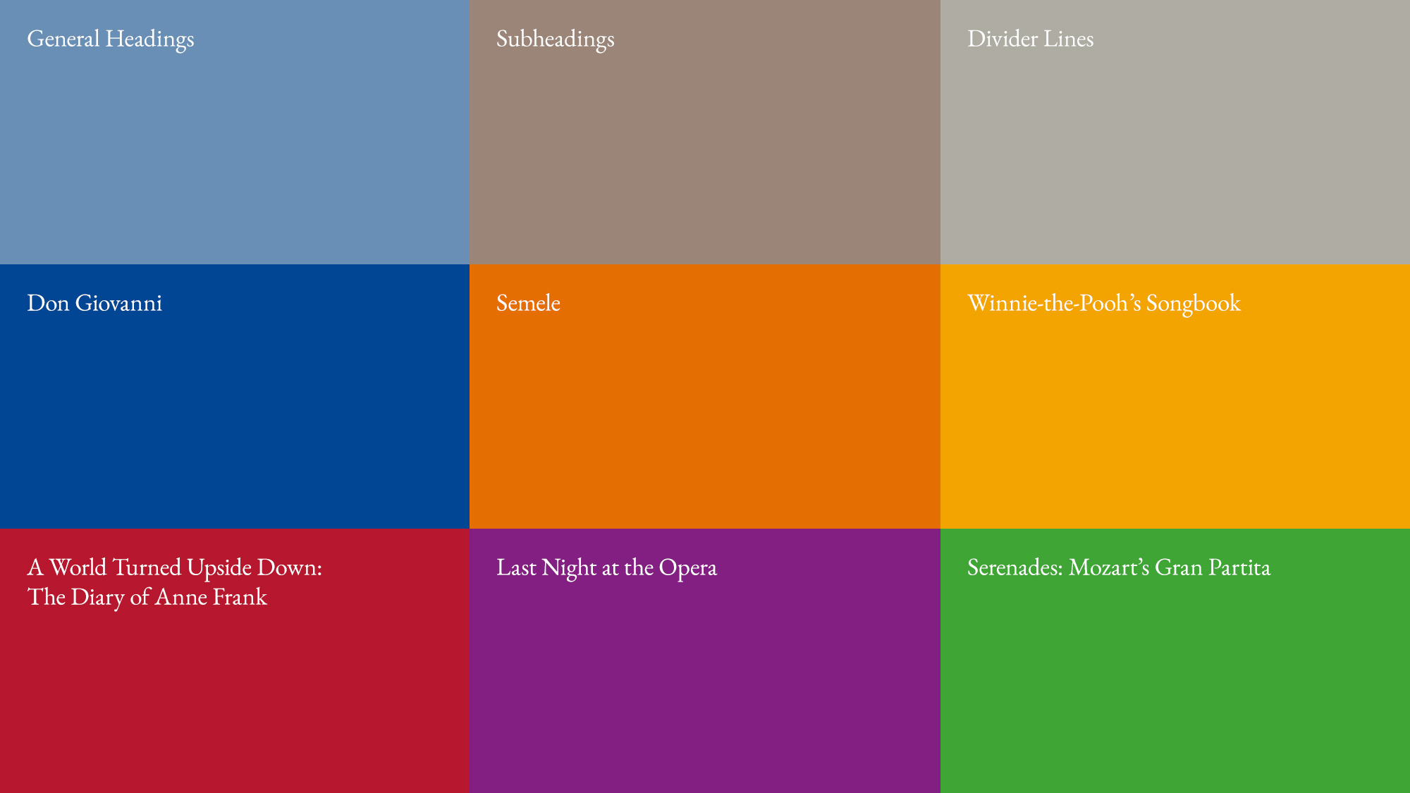Waterperry Opera Festival Colour Palette